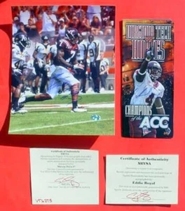 EDDIE ROYAL MARCUS DAVIS 2005 Virginia Tech Hokies 8x10 Brochure Signed Item COA - Picture 1 of 17
