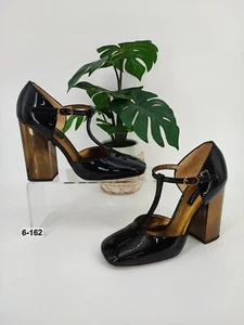 Dolce & Gabbana Black Leather Bronze Metal Block High Heel Pumps 6.5 US 36.5EU - Picture 1 of 11