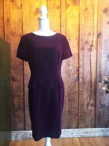 Size 12 Vintage New Dark Wine Velvet Sheath Dress Christmas Holiday Party Velour - Picture 1 of 7