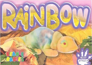 Tarjeta TY Beanie Babies BBOC Serie 3 Common Rainbow the Ty-Dye Chameleon Casi Nueva/Como Nueva - Imagen 1 de 2