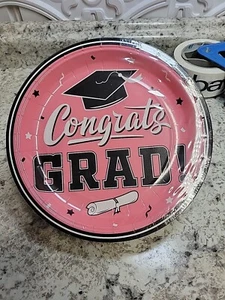 Pink Graduation Party Plates Two Packs Of 50 - Picture 1 of 2