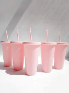 5Pcs 710ml Reusable Plastic Water Bottles with Straws, Pink - Picture 1 of 103
