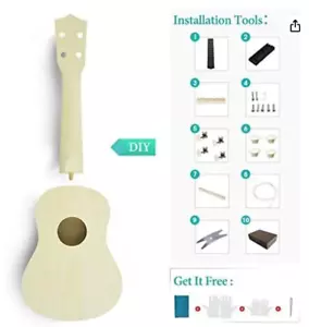 DIY ukulele Handmade Hawaii Ukulele Kit, 21 inch Soprano For Beginners - Picture 1 of 5