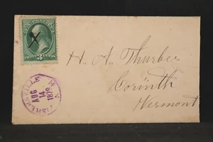New Hampshire: Fishersville 1879 3c Banknote Cover, Purple CDS, DPO Merrimack Co - Picture 1 of 2