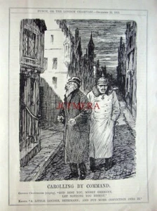 'Carolling by Command' (Kaiser & Bethmann) 1915 WW1 Wartime Punch Cartoon Print - Picture 1 of 1