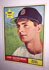 1961 TOPPS CARL YASTRZEMSKI #287 ROOKIE BASEBALL CARD Boston Red Sox EX+ YAZ HOF