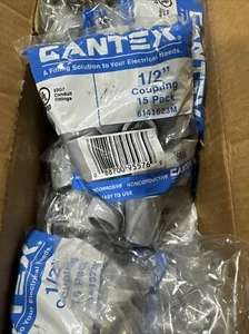 12 bolsas (paquete de 15 cada una) Cantex 1/2" acoplamiento de PVC 9357 accesorio de conducto 6141623M - Imagen 1 de 6