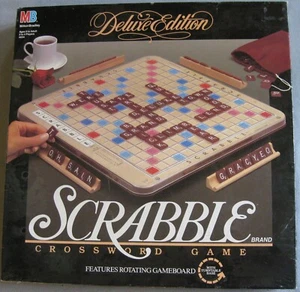 Scrabble Deluxe Edition NEW; rotating brd. mahogany tiles; dents; sealed 1989 - Picture 1 of 8