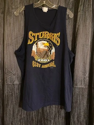 Camiseta sin mangas 61st Annual Sturgis para hombre talla XL azul marino - De colección 2001 N.A.T. Foto 1 de 4