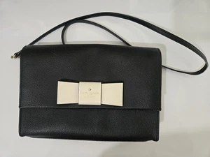 Kate Spade Bow Handtasche Tasche Schwarz Elfenbein Fliege Umhängetasche - Bild 1 von 10