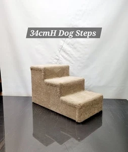 Dog Step Stairs 3 Step 34cmH Solid Sturdy Built to Last Beige Carpet Aussie Made - Picture 1 of 17