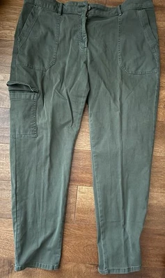Pantalón cargo pierna recta Jill talla 18 verde oliva algodón tencel nuevo con etiquetas Foto 1 de 3