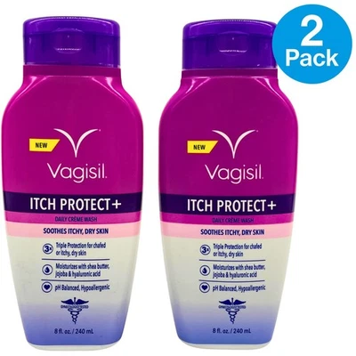Vagisil Itch Protect + lavado diario en crema 8 fl oz (240 ml) (paquete de 2) nuevo Foto 1 de 2