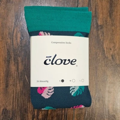 Calcetines de compresión Clove nuevos verdes florales talla pequeña Foto 1 de 2