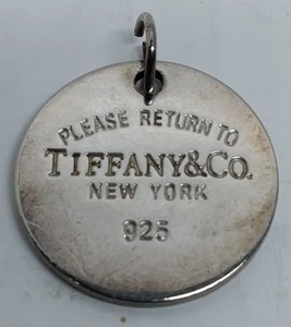 Please Return To Tiffany & Co Colgante de Plata de Ley Nueva York 1" Redondo 6.65g - Imagen 1 de 3
