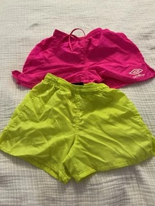 Lot Of 2 Pairs If Girl’s Toddler Umbro Brand Soccer Shorts Pink Yellow XXS 4 - Picture 1 of 6
