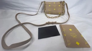MCM Splash Logo Mini Pouch Crossbody Bag - Chain & Leather Strap SPB-CA 351920 - Picture 1 of 13