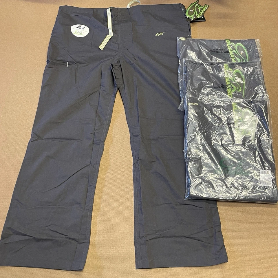 Lote de 4 Pantalones Exfoliantes IguanaMed Adulto XXL 2XL Gris Parte Inferior Bolsillos Cordón Hombres Foto 1 de 4