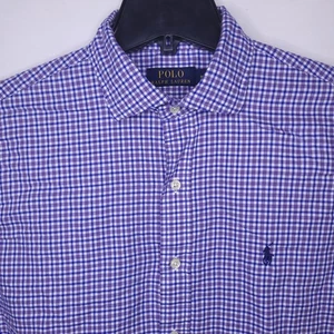Polo Ralph Lauren Hemd Herren Medium Kariert Blau Pony Baumwolle - Bild 1 von 11