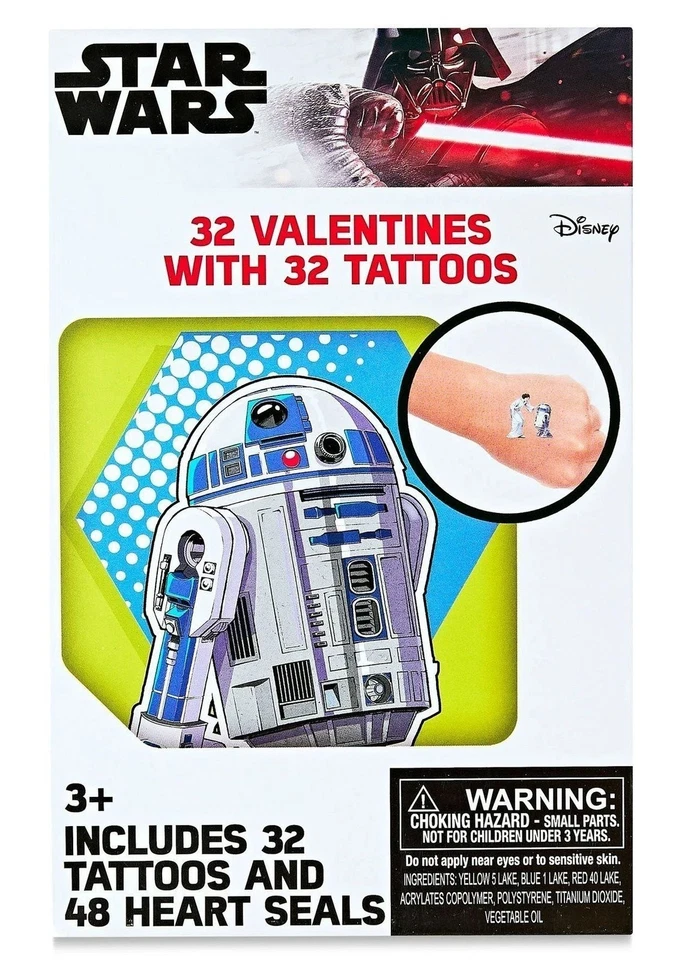 Star Wars 32 Valentines Cards with Tattoos - Image 1 of 1
