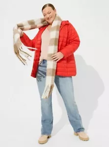 Torrid Fiery Red Packable Puffer Hooded Lined Jacket Size 3X NWT - Picture 1 of 5