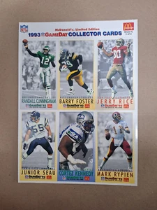 1993 McDonald's Limited Edition NFL Gameday Collector Sheet C Football - Picture 1 of 2