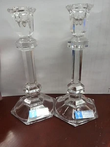 Crystal Clear Industries Candle Stick Holders 24% Lead Austria PAIR 7 1/2" T - Picture 1 of 3