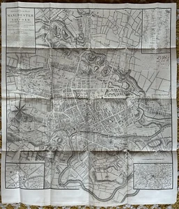 1793 Plan Manchester & Salford Large Folding Map by Charles Laurent 106 cm x 91 - Picture 1 of 17