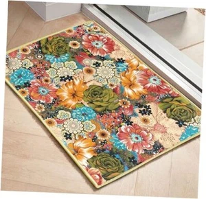 Floral Area Rug 2x3 ft Door Mat Boho Flower Retro Entryway 2x3 feet Colorful - Picture 1 of 7