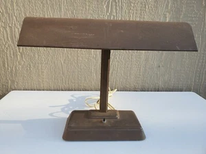 Vintage 18" x 14" Mitchell Mid-Century braune industrielle Schreibtischlampe -- getestet/funktioniert - Bild 1 von 8