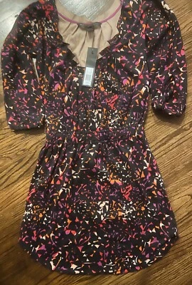 NUEVO Vestido Marc By Marc Jacobs Moderno Estampado Gráfico Talla XS $228 Negro Púrpura Foto 1 de 3