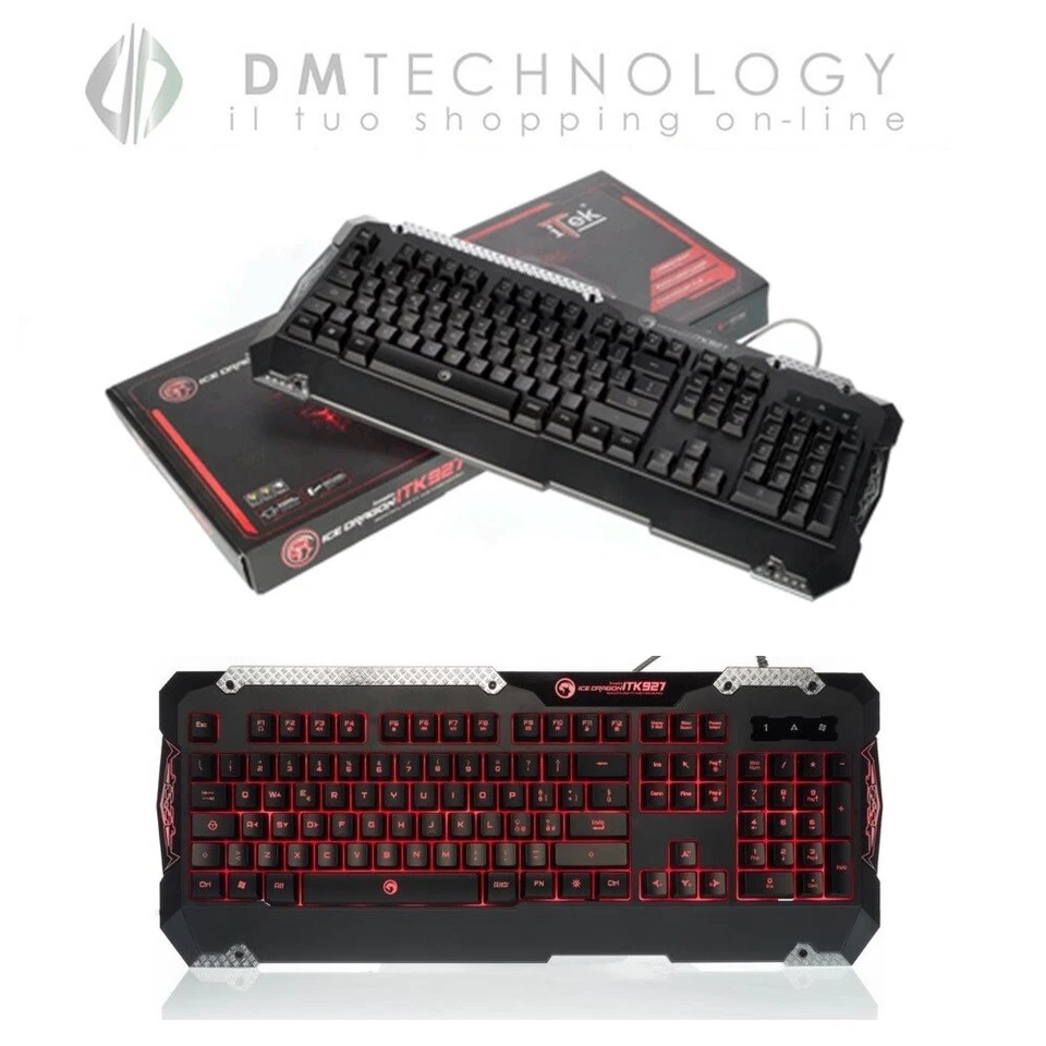 TASTIERA RETROILLUMINATA USB GAMING MULTICOLOR SCORPION ICE DRAGON ITEK ITK927 - Immagine 1 di 4