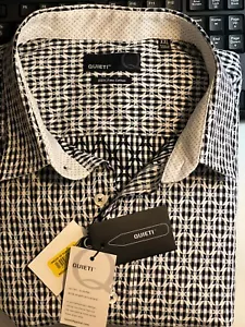 NWT QUIETI Men's Button-Down Size XXL Black/White Contrast Collar & Cuffs - Picture 1 of 5