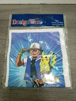 Nuevo de Lote Antiguo Sellado Pokemon Fiesta Bolsas Regalo Paquete de 8 1999 DesignWare AMERICAN GREET Foto 1 de 4