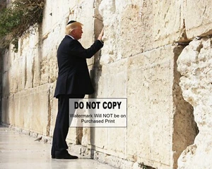 PRESIDENT DONALD TRUMP -Western Wall - Wailing Wall - Kotel - 8X10 PHOTO (#1010) - Picture 1 of 4