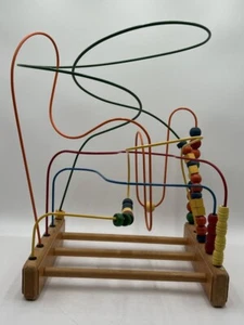 Vintage Anatex Rollercoaster Bead Maze Metal Wood Kids Large Education 15x13x21 - Picture 1 of 9
