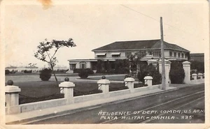 Plaza Militar Manila Residence of Dept Commander U.S Army 1920's RPPC Postcard - Picture 1 of 2
