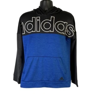 Adidas Shirt Boys XL 18-20 Blue Pullover Hoodie Spell Out Youth Kids Logo - Picture 1 of 18