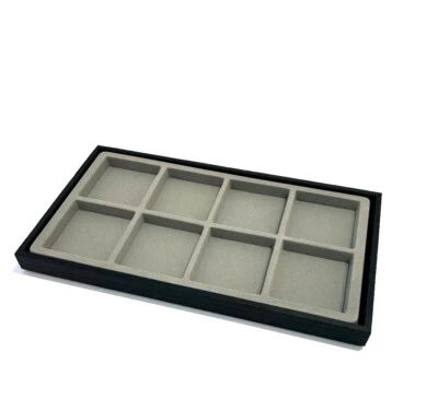 Broche Brazalete Madera Mancha Negra Joyería Gris 8 Ranuras Forro Exhibición Bandeja Apilable Foto 1 de 4