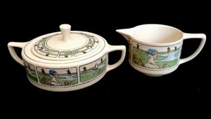 RARE Hand Painted Signed W A Pickard Dutch Scene China Sugar & Creamer F M James - Picture 1 of 7