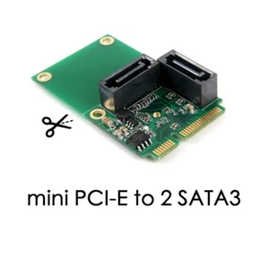 SATA 6G 2-Port Mini PCI Express Controller Card PCI-E To SATA3.0 + 2xSATA3 Cable - Picture 1 of 10