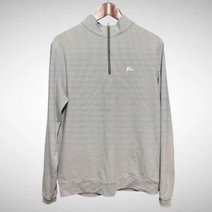 Peter Millar 1/4 jacket Pre Owned Medium Pull Over Gray Stripe - Picture 1 of 7