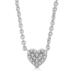 Sterling Silver Diamond Heart Pendant Necklace 1/10ct, 18" Holiday Gift - Picture 1 of 9