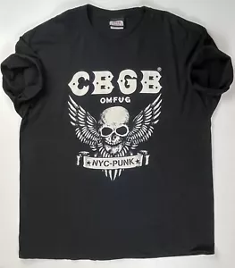 Vtg CBGB Bar Shirt XL Black OMFUG Skull NYC Punk Rock Tee Logo Imprint On Back - Picture 1 of 11
