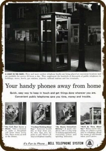 1958 BELL PAY TELEFON TELEFONZELLE Vintage-Look DEKO REPLIKAT METALLSCHILD - Bild 1 von 1