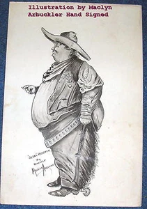 Ilustración original y autógrafo de 1907 del actor Maclyn Arbuckle, Sheriff Hoover - Imagen 1 de 4