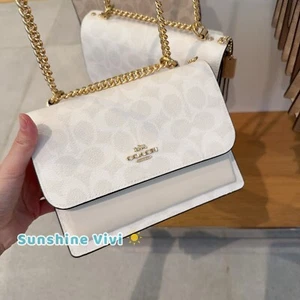 NWT Coach Mini Klare Crossbody Bag In Signature Canvas CW206 Gold/White Chalk - Picture 1 of 9