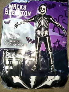 boy girl NEW NIP HALLOWEEN SKELETON COSTUME SMALL MASK JUMPSUIT GLOVES  - Picture 1 of 3