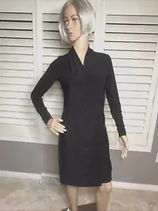 norma kamali dress black wrap Sz SM Waist ruching Stretchy V-Neck NWT NEW Sz 4/6 - Picture 1 of 9
