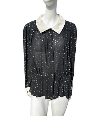 Blusa Vintage Años 70 DISCO VALENTINO Noche Transparente Sexy Cristales Swarovski Tachonada Foto 1 de 4